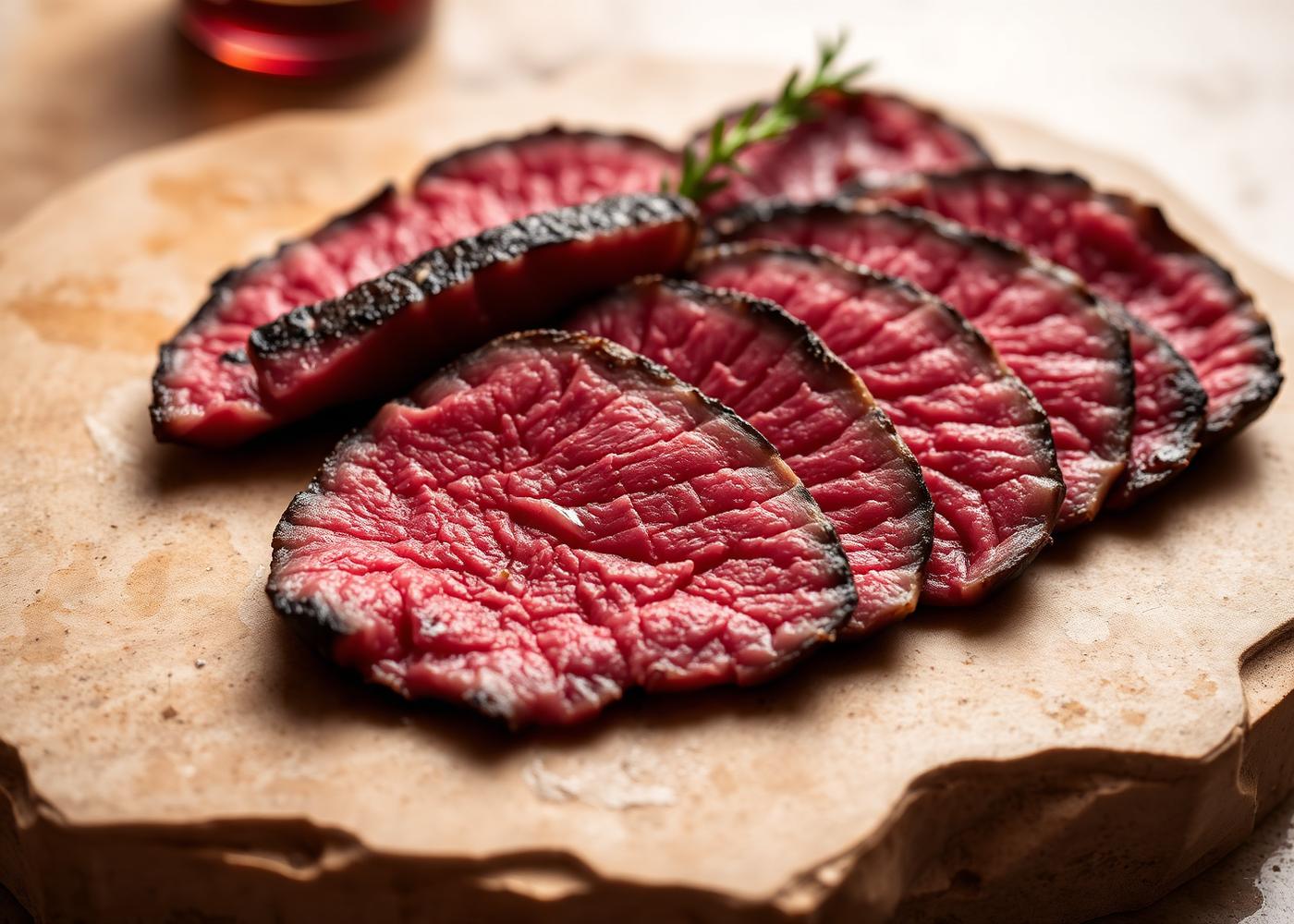 Premium meat slices on stone
